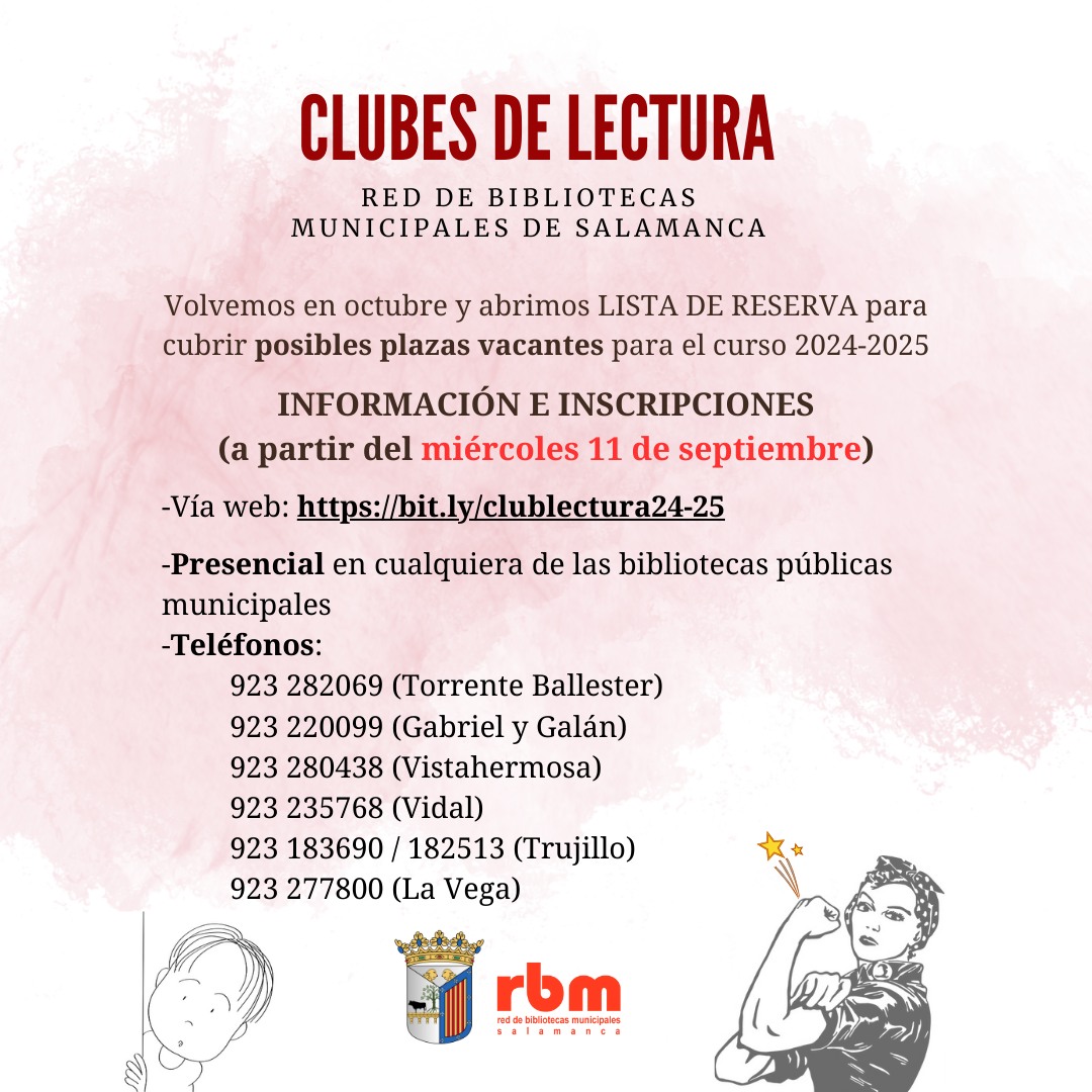 Abierto plazo inscripción lista reservas Clubs de lectura Red Bibliotecas Municipales