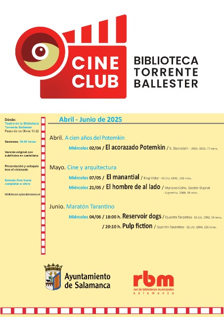 Cineclub de la Biblioteca Torrente Ballester. Abril-junio 2025